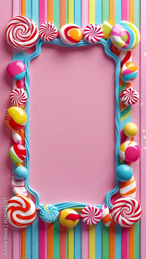 Fudge Border Frame Whimsical candy striped borders framing the edges for a playful ...