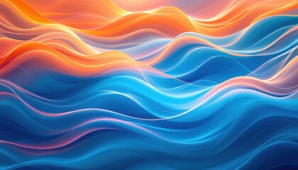 Poster - vibrant abstract ocean waves in sunset colors