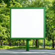 © Alex - A blank advertising billboard surrounded by lush green trees, perfect for showcasing your brand's message in nature.