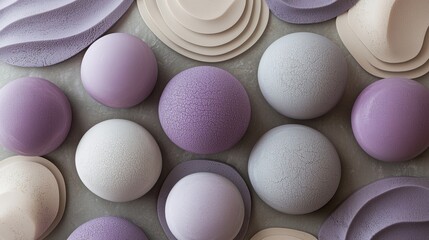 Poster - Muted shades of purple dominate this captivating arrangement of gradient spheres and soft forms. The interplay of texture and color evokes a sense of calm and contemporary elegance