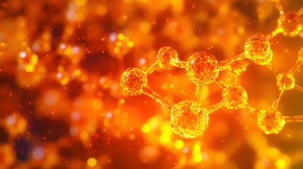 Poster - Radiant glowing molecular structures visualized as a symbol of anti aging cellular repair and longevity  Futuristic