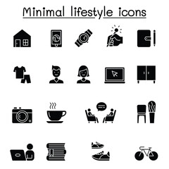 Poster - Minimal lifestyle, Hipster icons set in thin line style