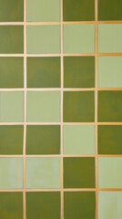 Poster - A captivating arrangement of geometric grids showcases various shades of olive green, each square inviting exploration and reflection