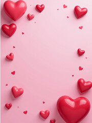 Aufkleber - Create Pastel And Rose Pink, Red Background Designs For Cosmetic Products With Heart Templates For Flyers, Greeting Cards, And Web Banners. 00001