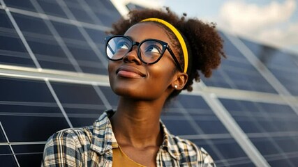 Wall Mural - A woman researcher explores green energy storage solutions, engaging young professionals in renewable energy innovation