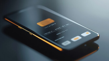 close up of smartphone displaying digital credit card interface, showcasing modern technology