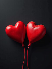Poster - A Pair Of Red Hearts Are Placed Against A Dark Backdrop Creating A Bold And Striking Visual Effect Overall. 00003