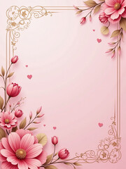 Poster - A Heartwarming Design For A Romantic Valentines Card Features A Soft Pink Background With Intricate Floral Patterns And Delicate Golden Accents. 00003