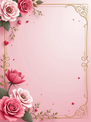Poster - A Heartwarming Design For A Romantic Valentines Card Features A Soft Pink Background With Intricate Floral Patterns And Delicate Golden Accents. 00001