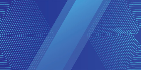Modern abstract blue background with glowing geometric lines. Blue gradient hexagon shape design. Futuristic technology concept.