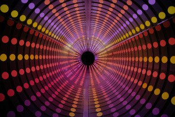 Poster - A mesmerizing tunnel of vibrant, multicolored LED lights creates a stunning visual effect.