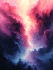 Wall Mural - Abstract vibrant pink, blue, and purple nebula cloudscape.