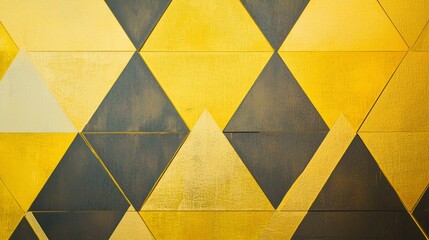 Poster - A compelling composition features bold triangles in butter yellow and dark tones, showcasing geometric contrasts