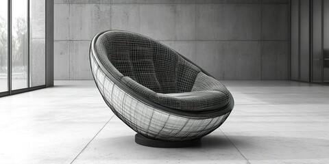Aufkleber - Unique modern chair design in minimalist interior setting showcasing elegant curves and textures