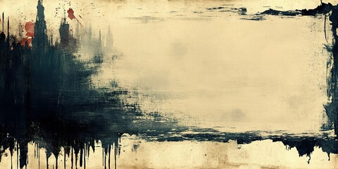 Poster - abstract art featuring dark and light paint textures with a blank center ideal for creative projects