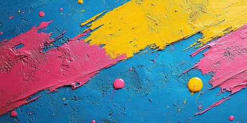 Poster - Bold color splashes create an energetic abstract design on a textured surface