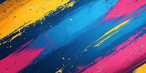 Poster - Colorful abstract design with vibrant strokes and splashes on a blue background created for artistic expression