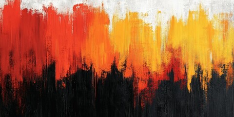 Poster - Abstract expression of vibrant colors blending into a dramatic sunset-inspired landscape