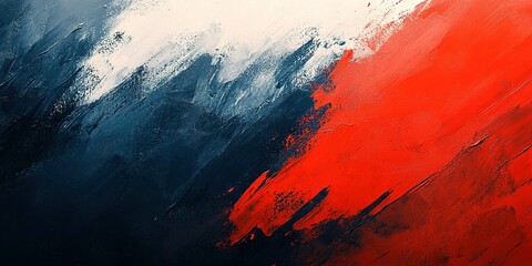 Poster - Bold abstract artwork with striking red, white, and blue brush strokes creating dynamic movement and energy