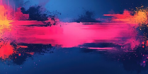 Poster - Vibrant abstract background featuring bold pink and orange streaks against a deep blue backdrop