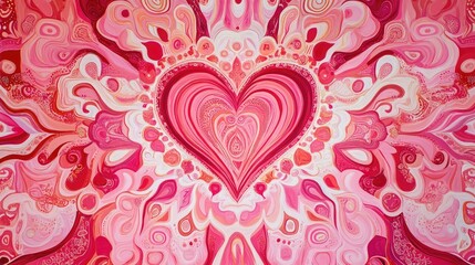 Poster - Decorative heart pattern in various pink and red tones