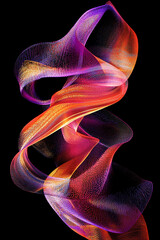 Poster - Colorful Flowing Abstract Ribbon on Black Background