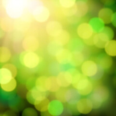 abstract soft background with light spots in vibrant colors of green, yellow, and white. blurred bok