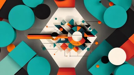 Poster - Modern Abstract Geometric Design with Colorful Shapes and Dynamic Lines
