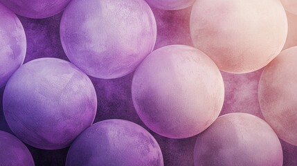 Poster - Vibrant spheres blend harmoniously in soothing pastel purple shades, evoking a sense of tranquility and creativity. These captivating designs create an enchanting ambiance that inspires artistry