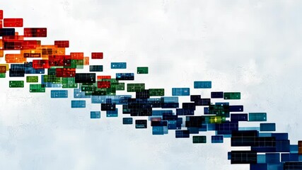 Poster - Colorful Abstract Data Visualization with Digital Numbers and Grid Patterns