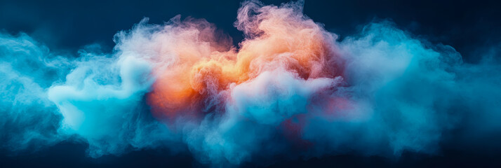 Leinwandbilder - Abstract Swirling Colors: A Blue and Orange Ink Cloud