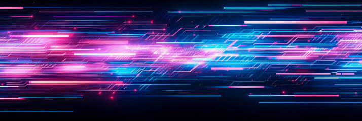 Leinwandbilder - Abstract Neon Lines: A Futuristic Digital Art Background