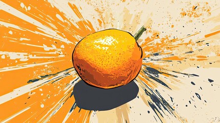 Wall Mural - Vibrant Orange Fruit Centered In An Artistic Burst