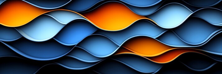 Poster - Abstract Blue and Orange Wave Pattern Background Design