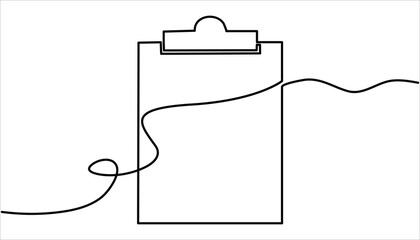 Fototapete - Clipboard continuous one line drawing illustration. Hand Drawn Symbol Vector Illustration