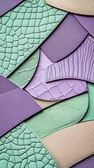 Poster - Soft hues of pastel purple and green blend seamlessly in an artistic arrangement of geometric patterns. Diverse textures invite exploration, sparking creative inspiration for various art projects