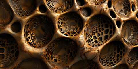 Poster - Abstract Bronze Structure with Interconnected Spherical Cavities
