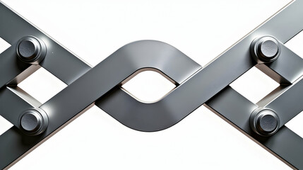 Poster - Intertwined metal bands create a captivating visual dance , showcasing sleek curves and precise craftsmanship.  The image evokes a sense of strength and elegant simplicity.