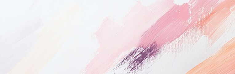 Poster - Soft pastel strokes on minimalist white background create a calming artistic effect