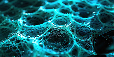 Poster - Teal Network Surface with Spherical Droplets