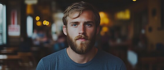 Portrait of a young man with a beard.