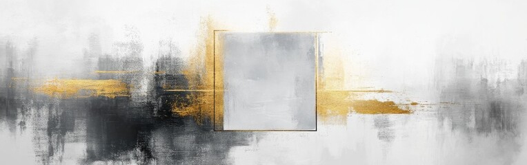 Poster - Elegant minimalist design featuring gray and gold tones with soft pencil strokes blending harmoniously into the background