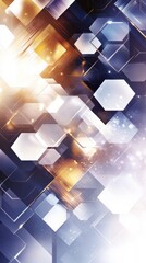 Poster - Overlapping hexagons in gold, silver, and deep purple create a luxurious abstract geometric background