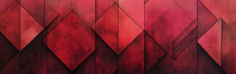 Poster - Textured geometric pattern in shades of deep red and soft pink with a warm and inviting tone