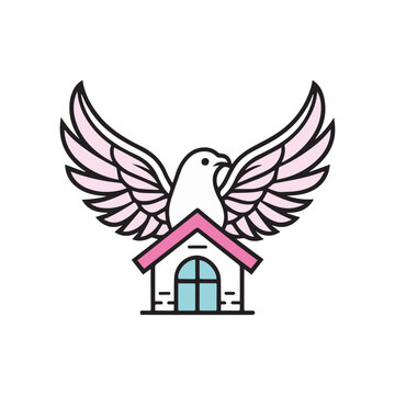 Bird Wings and Roof Logo Design | Freedom and Security Real Estate Icon Real Estate Roof Logo Welcoming Real Estate Branding 