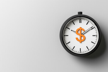 Orange Dollar Sign on Analog Clock Face Time is Money Concept Financial Planning Investment Deadline