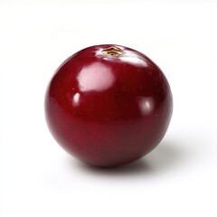 Poster - Fresh cranberry with shiny deep red surface on a white background showcasing vibrant natural color and smooth texture