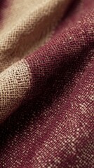 Poster - Rustic burlap fabric in burgundy and beige showcasing vintage texture for cozy decor