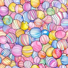 Aufkleber - Colorful playful doodle pattern of textured shapes in cheerful pastel colors for creative designs and projects
