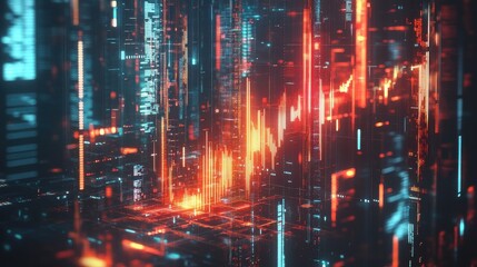 Aufkleber - Glowing financial growth representation with market trends and independence symbols in a sleek double exposure style